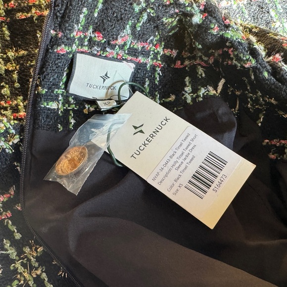 🆕 Tuckernuck Holly Tinsel Tweed Short Sleeve Jackie Shift Mini Plaid Dress XS - Picture 13 of 13